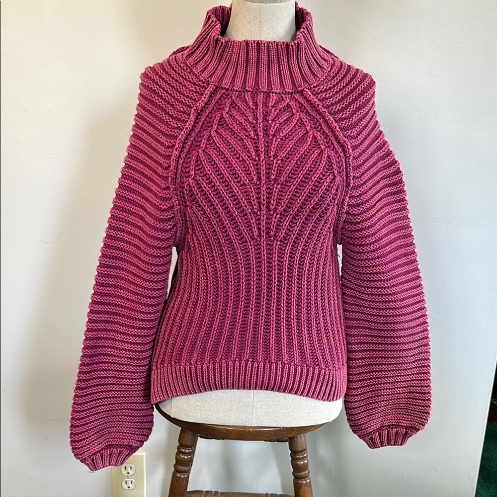 Cable-Knit Funnel Neck Sweater